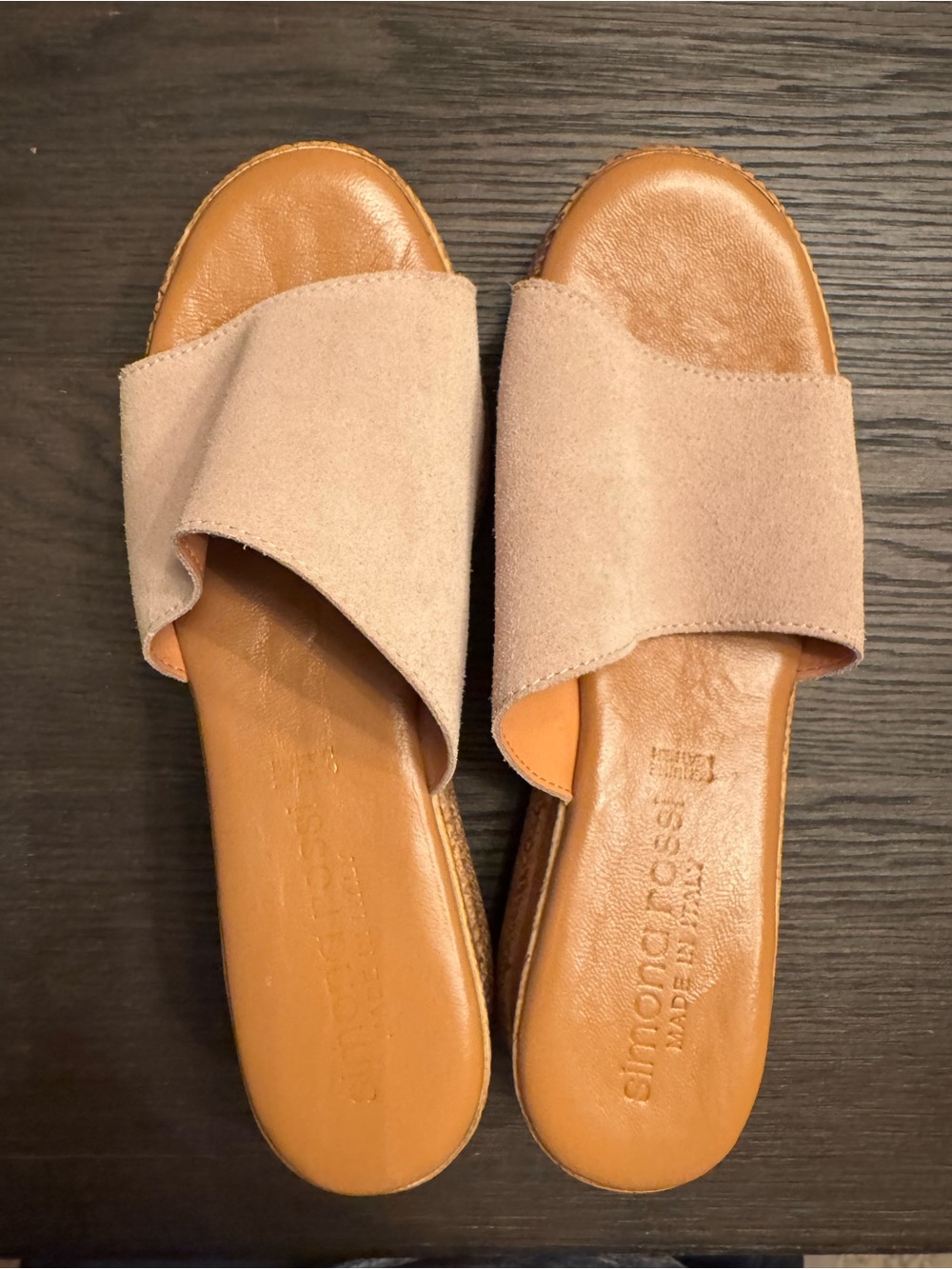 Simona Rossi Made in Italy Women's Suede Slide Sandals with Real Leather-size 41